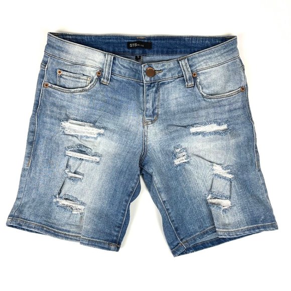 STS Blue Pants - Denim STS Blue Light Wash Distressed Shorts Sz. 5 Stretch Cotton Spandex